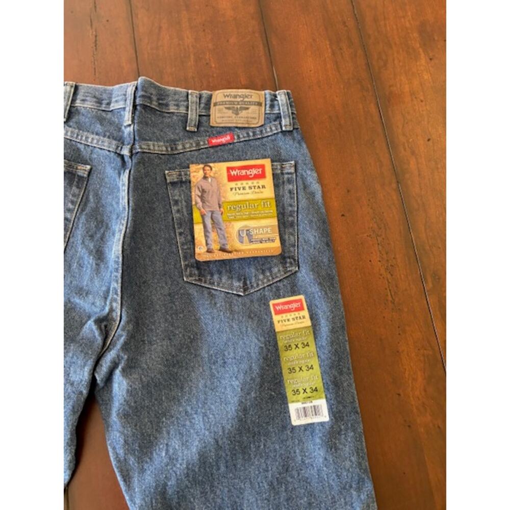 Wrangler Men's Size‎ 35x34 Regular Fit Wrangler Blue Denim Jeans - Picture 3 of 5